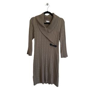 Calvin Klein L green cable knit sweater dress mini classic preppy cozy fall